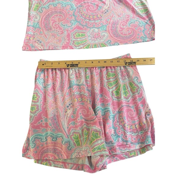 Lauren Ralph Lauren 2PC Pajama Set Womens Pink Floral Paisley Top Shorts Sz M - Picture 9 of 10